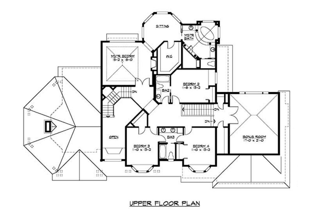 Floor Plan Second Story of Craftsman Plan #115-1454